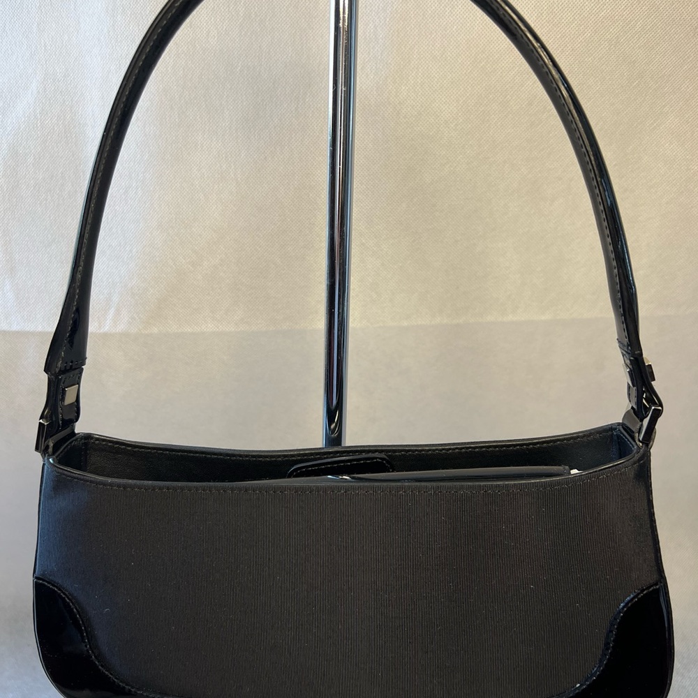 SALVATORE FERRAGAMO Patent Leather & Canvas Shoulder Handbag NWT